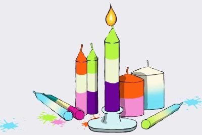 Unsere Weihnachtswerkstatt: Workshop für buntes Kerzen-Tauchen.