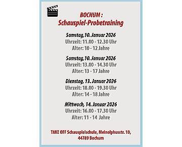 Bochum: Schauspiel-Probetraining für Kinder und Jugendliche