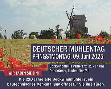 Ab in die Bockwindmühle am Deutschen Mühlentag